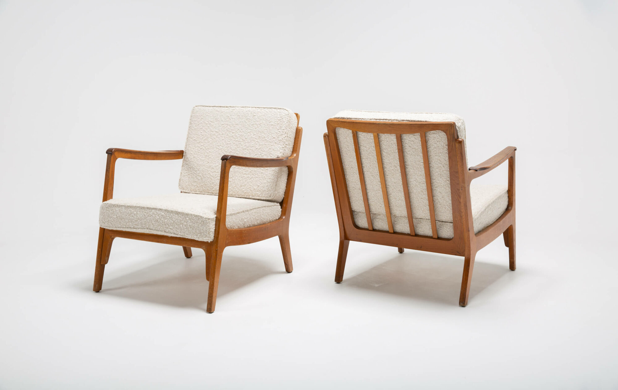 Oak Easy Chair with Armrests, Danish, Set of 2
