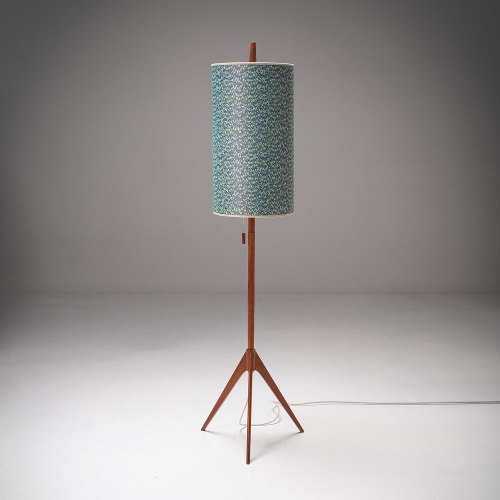 Scandinavian floor lamp with Rubelli shade