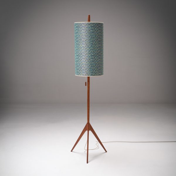 Scandinavian floor lamp with Rubelli shade