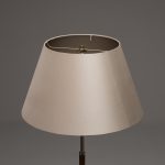 Chrome and Teak Floor Lamp with Silk Shade