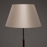 Chrome and Teak Floor Lamp with Silk Shade