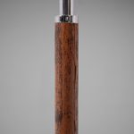 Chrome and Teak Floor Lamp with Silk Shade