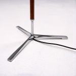 Chrome and Teak Floor Lamp with Silk Shade