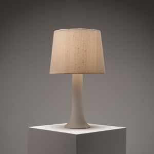 Glass Table Lamp with Raw Silk Shade