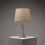 Glass Table Lamp with Raw Silk Shade