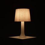 Glass Table Lamp with Raw Silk Shade