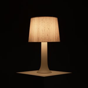 Glass Table Lamp with Raw Silk Shade