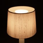 Glass Table Lamp with Raw Silk Shade