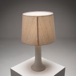 Glass Table Lamp with Raw Silk Shade