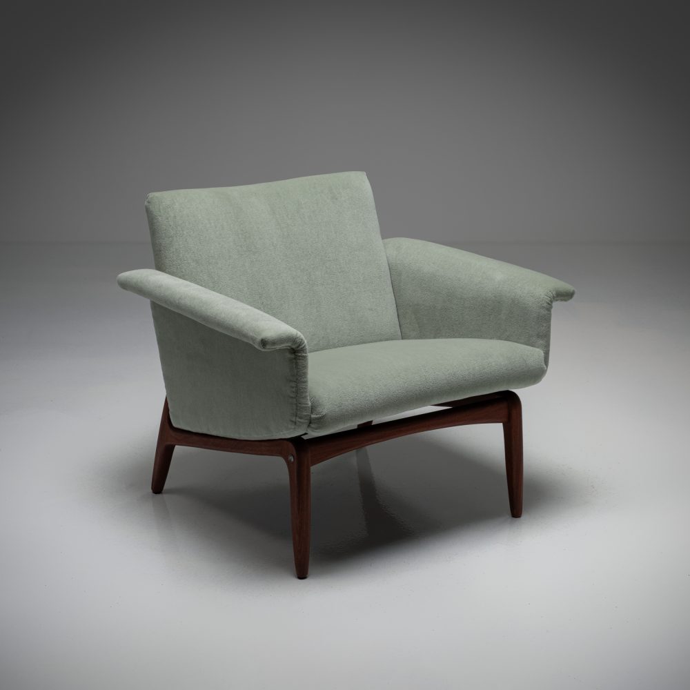 1960’s Danish Armchair in Green Wool Velvet