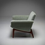1960’s Danish Armchair in Green Wool Velvet