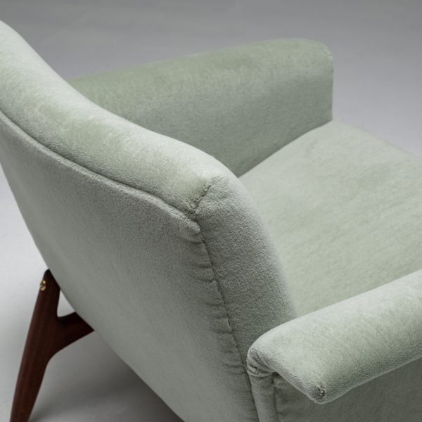 1960’s Danish Armchair in Green Wool Velvet