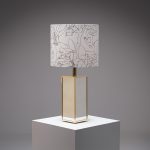1980s Mirrored Table Lamp with Pierre Frey Fabric Shade