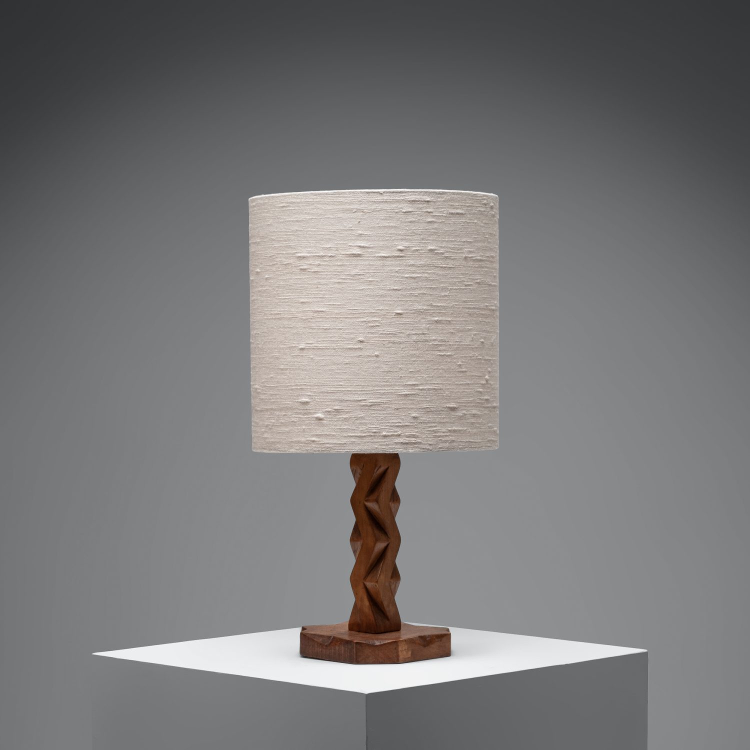 Sculptural Hand-Carved Wood Table Lamp