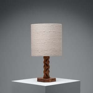 Sculptural Hand-Carved Wood Table Lamp