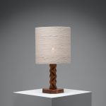 Sculptural Hand-Carved Wood Table Lamp