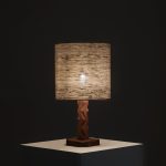 Sculptural Hand-Carved Wood Table Lamp