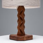 Sculptural Hand-Carved Wood Table Lamp
