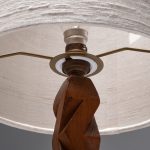 Sculptural Hand-Carved Wood Table Lamp