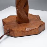 Sculptural Hand-Carved Wood Table Lamp