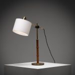 Brass and Wood Table Lamp