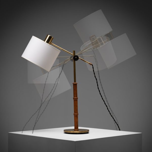 Brass and Wood Table Lamp