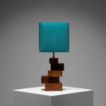 Constructivist Square Blocks Teak Table Lamp