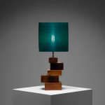 Constructivist Square Blocks Teak Table Lamp