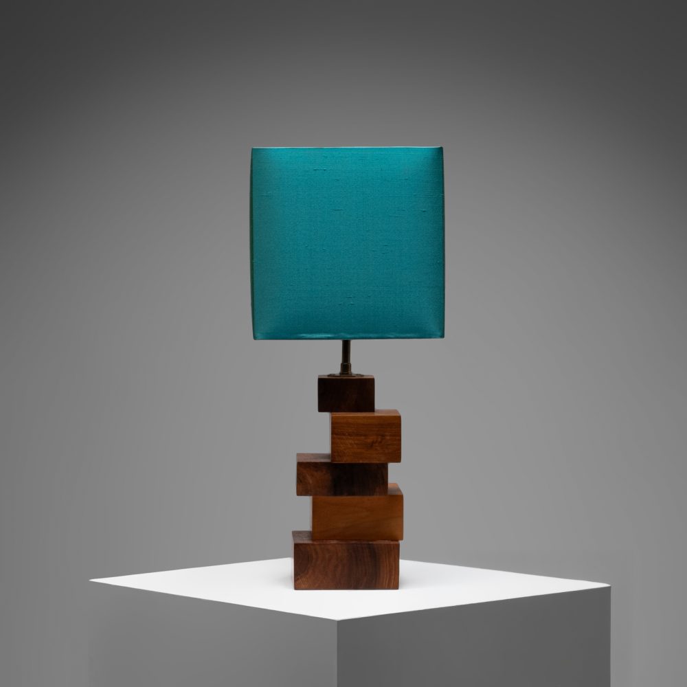 Constructivist Square Blocks Teak Table Lamp