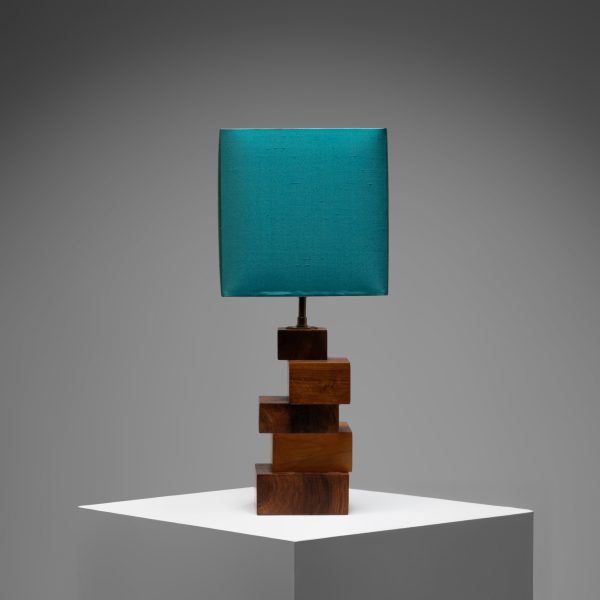 Constructivist Square Blocks Teak Table Lamp