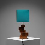 Constructivist Square Blocks Teak Table Lamp