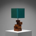 Constructivist Square Blocks Teak Table Lamp