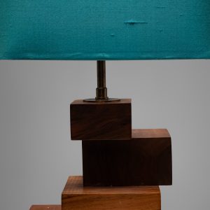 Constructivist Square Blocks Teak Table Lamp