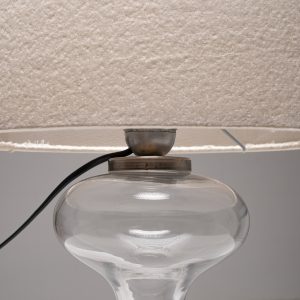 ‘ML1’ Sculptural Glass Table Lamp with Rubelli Shade, Set of 2