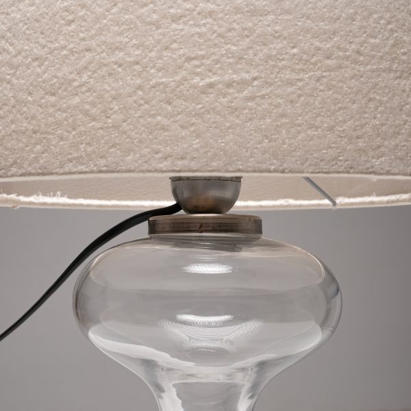 ‘ML1’ Sculptural Glass Table Lamp with Rubelli Shade, Set of 2