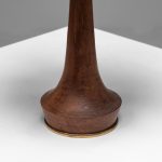 Organic Teak and Brass Table Lamp with Wavy Shade