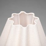 Organic Teak and Brass Table Lamp with Wavy Shade