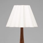 Organic Teak and Brass Table Lamp with Wavy Shade