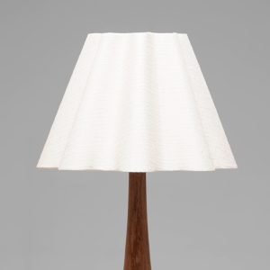 Organic Teak and Brass Table Lamp with Wavy Shade