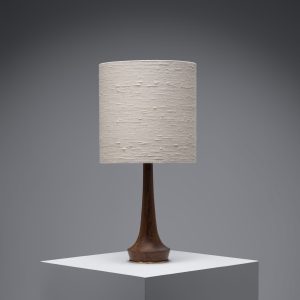 Organic Teak and Brass Table Lamp with Silk Shade