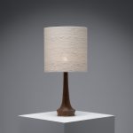 Organic Teak and Brass Table Lamp with Silk Shade