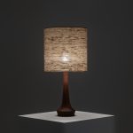 Organic Teak and Brass Table Lamp with Silk Shade