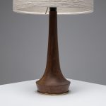 Organic Teak and Brass Table Lamp with Silk Shade