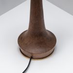 Organic Teak and Brass Table Lamp with Silk Shade