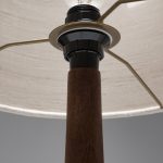 Organic Teak and Brass Table Lamp with Silk Shade