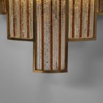 Large Colored Glass and Brass Wall Lamp, Set of 2