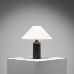Brown Glazed Stoneware Table Lamp