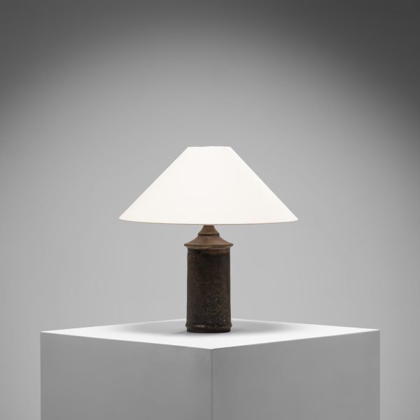 Brown Glazed Stoneware Table Lamp