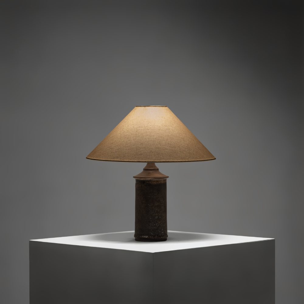 Brown Glazed Stoneware Table Lamp