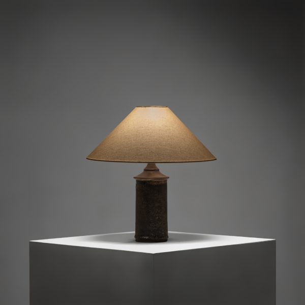 Brown Glazed Stoneware Table Lamp